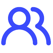 Circle on top of sloping half circle in blue.