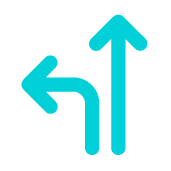 Graphic of an arrow turning left and another arrow staying straight